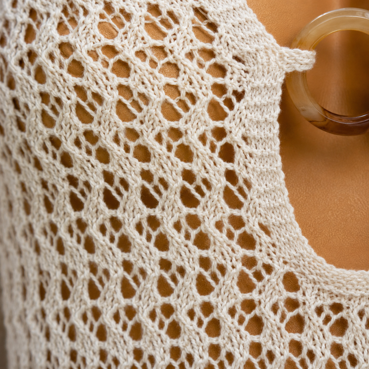 Crochet Ring Mini Dress – Deep V Open Knit Beach Dress One Size