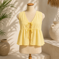 Yellow Tie-Front Peplum Top one size