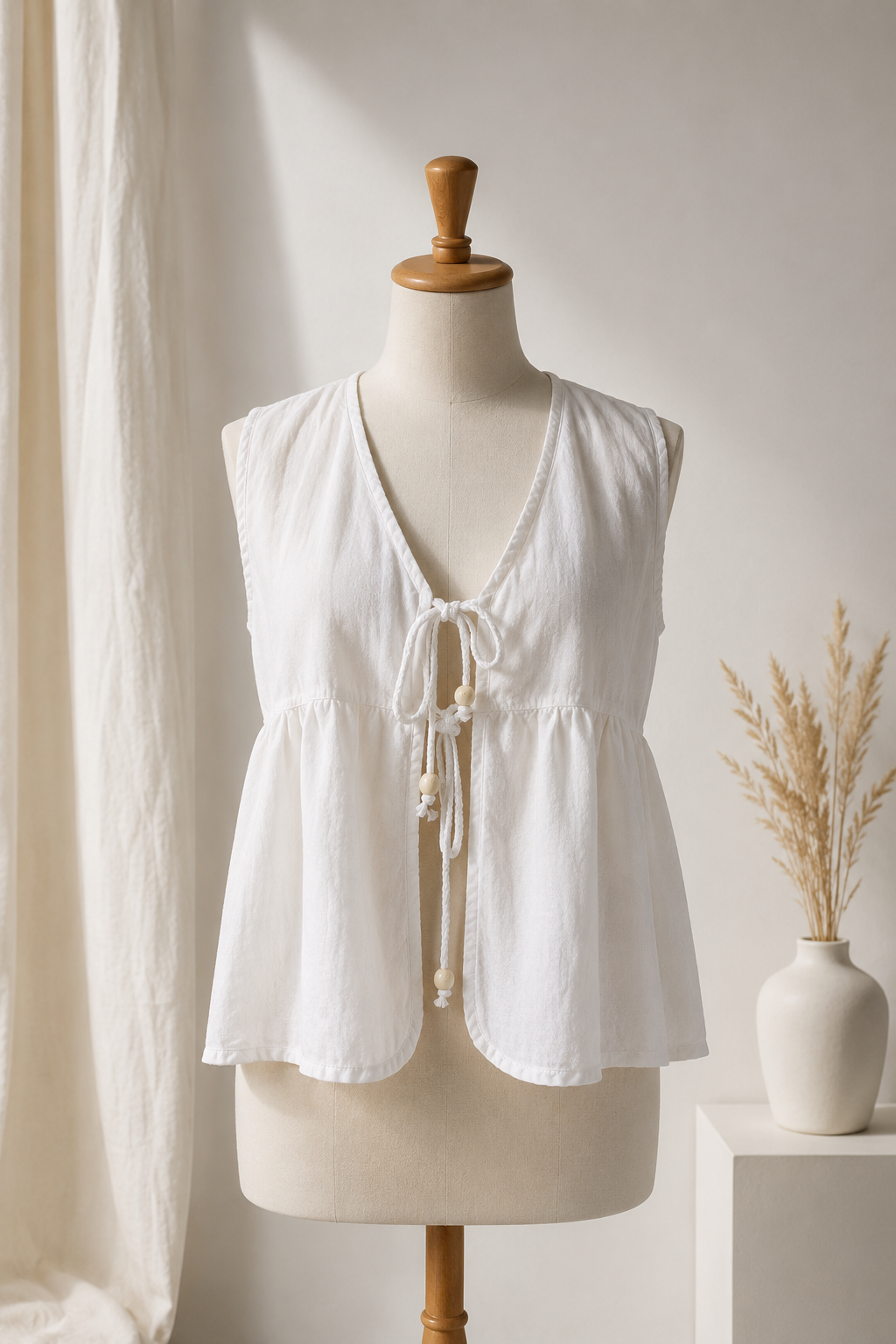 Yellow Tie-Front Peplum Top one size