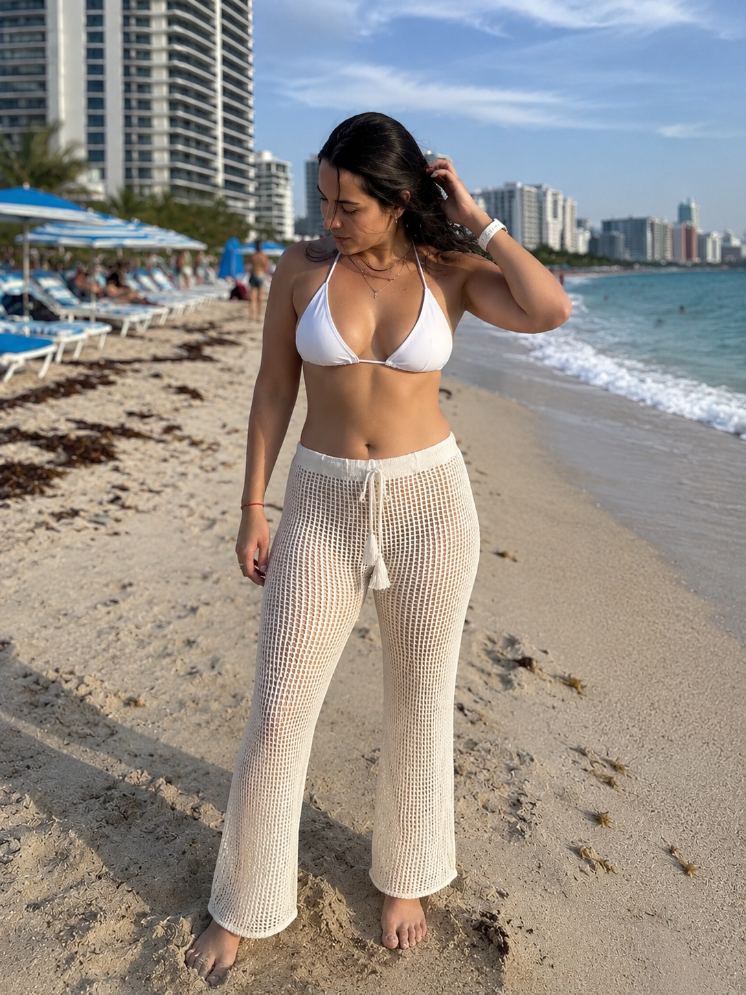 Black Crochet Wide Leg Pants – Beach Cover Up One Size