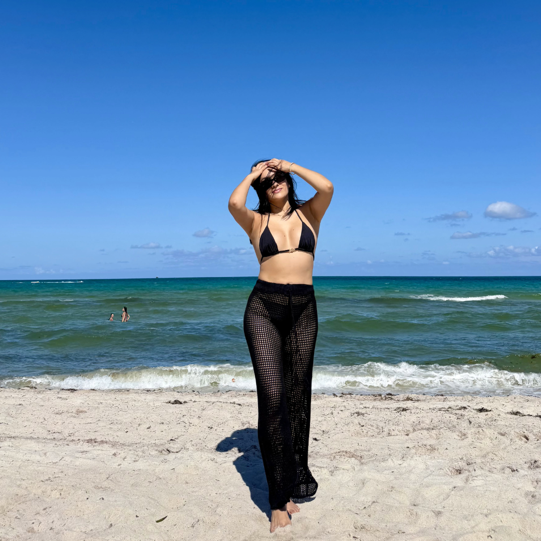 Black Crochet Wide Leg Pants – Beach Cover Up One Size